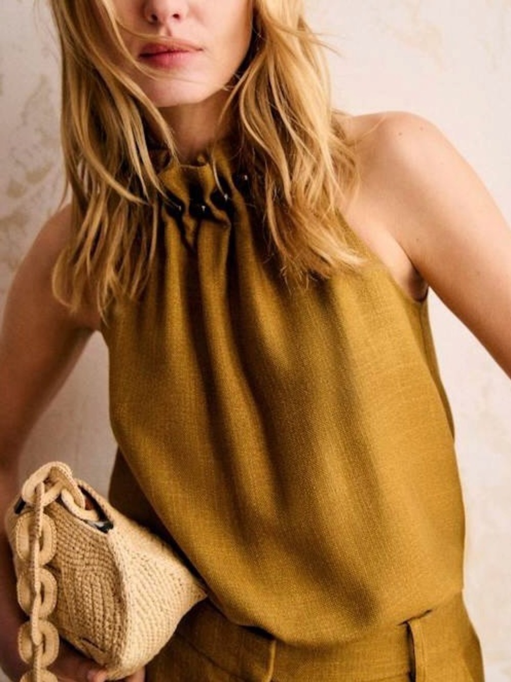 NWT✨ | Sezane | Isalia Sleeveless Bead Accent High Neck Blouse
